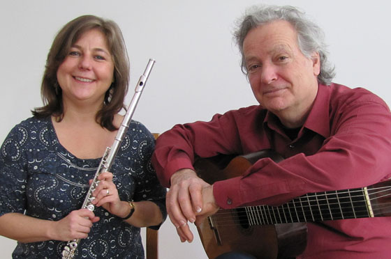 Flötistin Thea Nielsen und Carlo Domeniconi, Komponist und Gitarrist